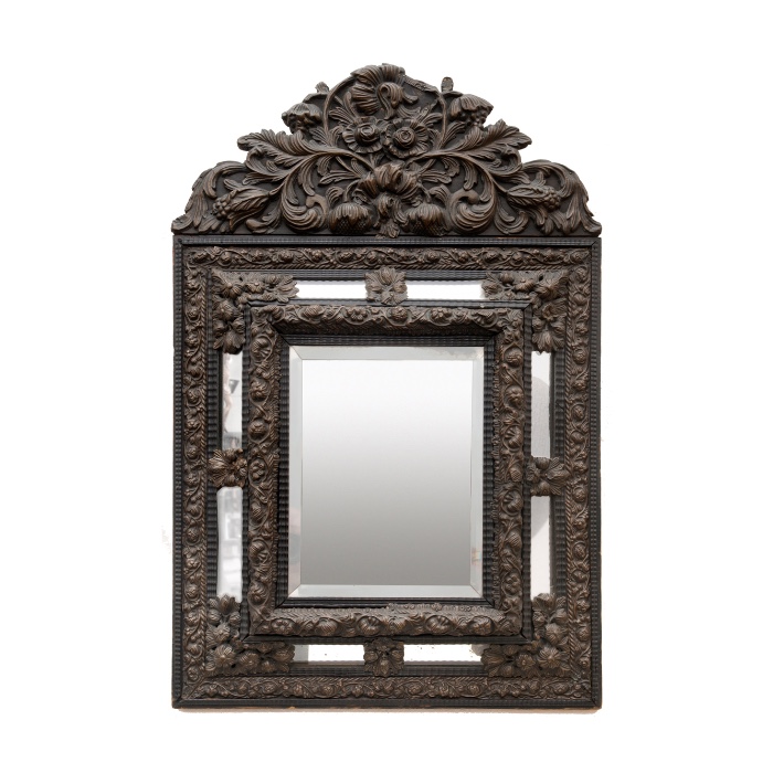 Flemish embossed brass mirror