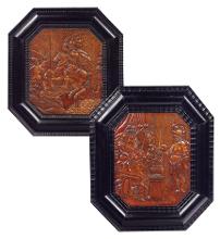 Pair of Eger relief marquetry panels